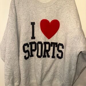 Abercrombie & Fitch Gray Crew Neck Sweater with Red and Black Accents